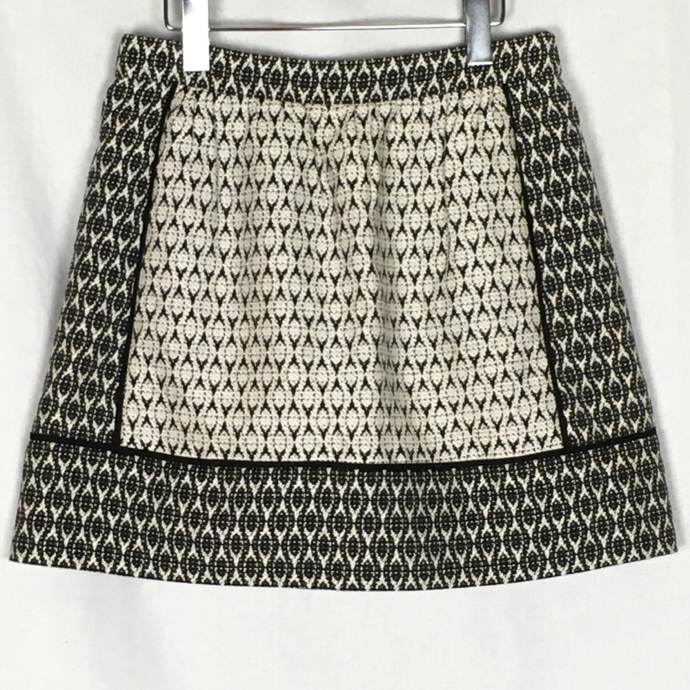 J Crew jacquard paneled mini skirt black white 4